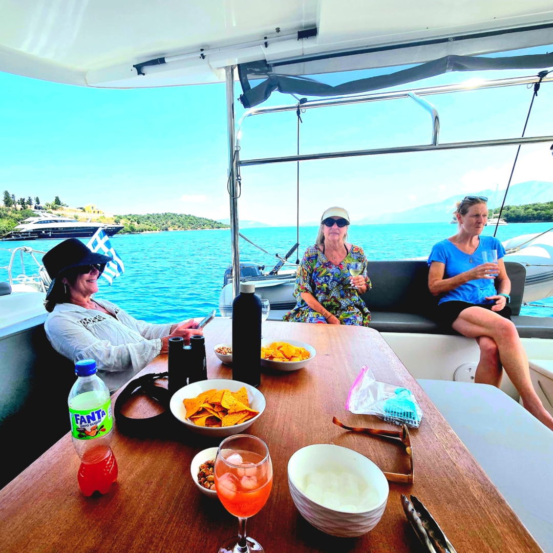 Guests relaxing on our Catamaran JOY.