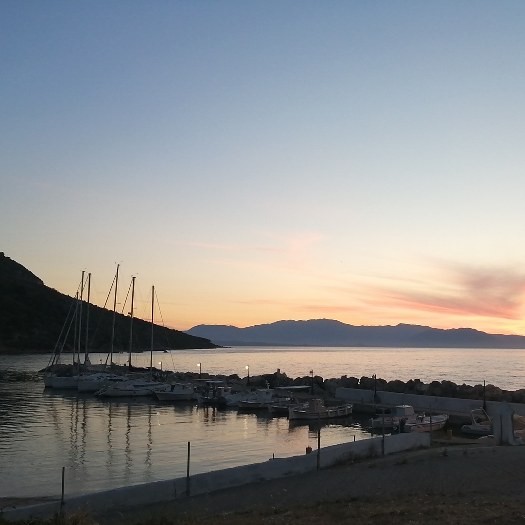Sunsetting over the port.