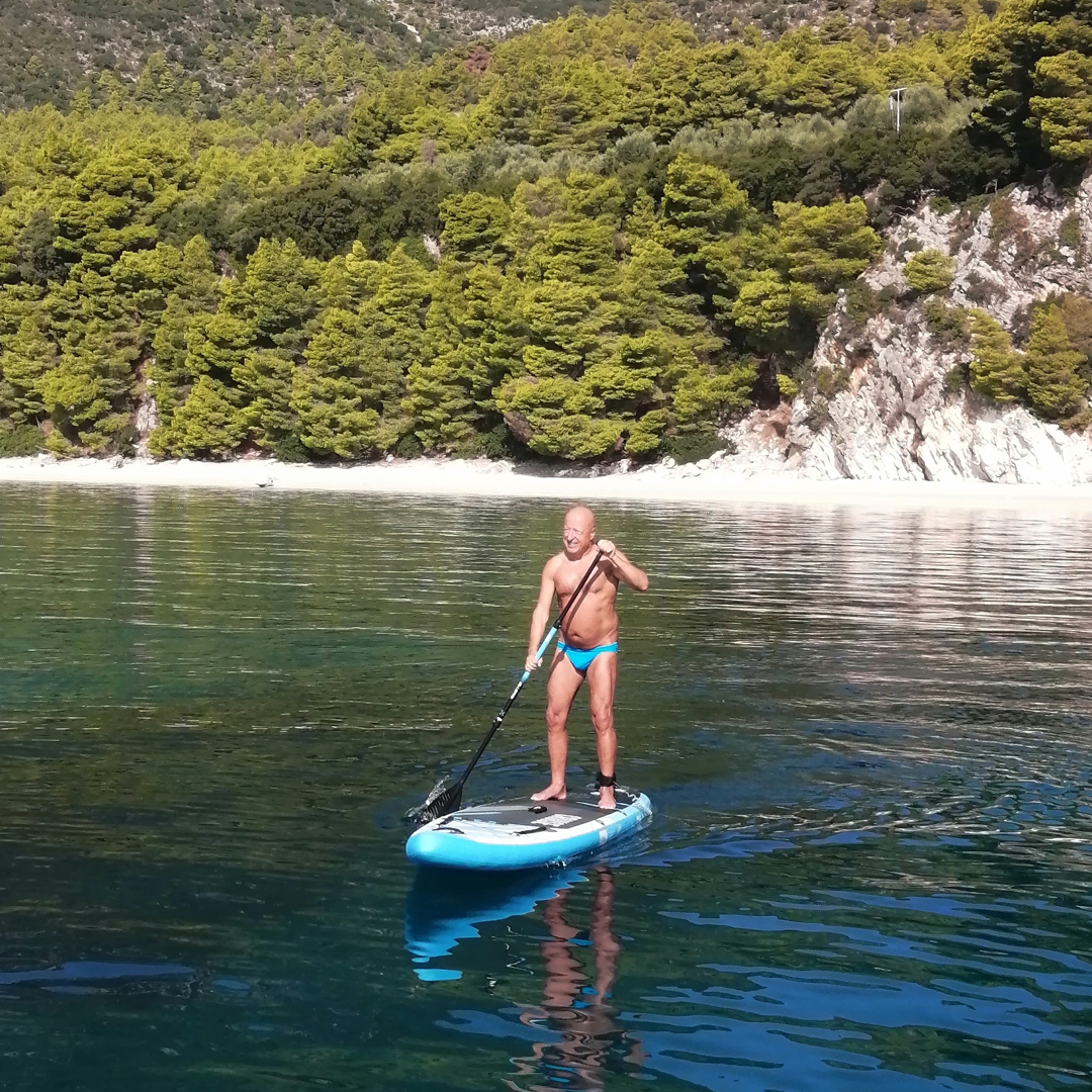 Relaxing on a stand-up paddleboard.